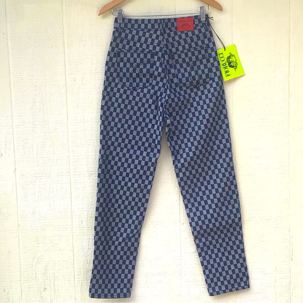 Fiorucci checkerboard jeans angels Checkered denim jeans Pants